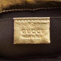 Pre Owned Gucci Gold GG Canvas Chain Pochette Bag