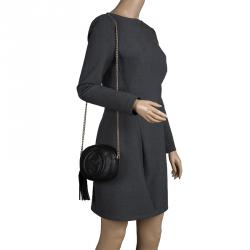 Pre Owned Gucci Black Leather Mini Soho Disco Chain Shoulder Bag