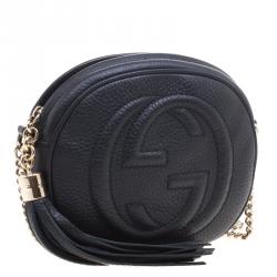Pre Owned Gucci Black Leather Mini Soho Disco Chain Shoulder Bag