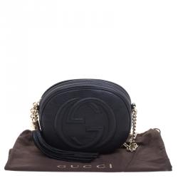 Pre Owned Gucci Black Leather Mini Soho Disco Chain Shoulder Bag