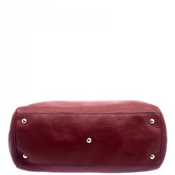 مملوكة مسبقًا حقيبة يد غوتشي شوبر يد علوية بامبو جلد حمراء