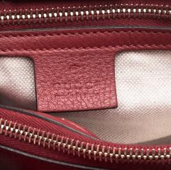 مملوكة مسبقًا حقيبة يد غوتشي شوبر يد علوية بامبو جلد حمراء