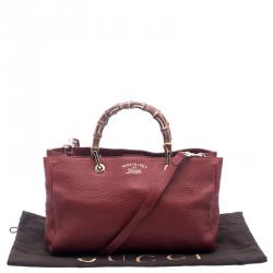 مملوكة مسبقًا حقيبة يد غوتشي شوبر يد علوية بامبو جلد حمراء