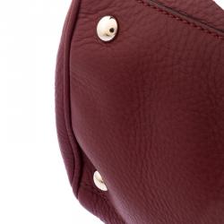 مملوكة مسبقًا حقيبة يد غوتشي شوبر يد علوية بامبو جلد حمراء