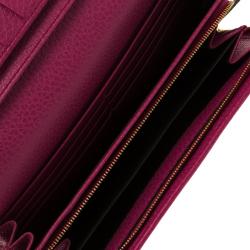 Pre Owned Gucci Pink Pebbled Leather Continental Wallet