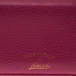Pre Owned Gucci Pink Pebbled Leather Continental Wallet
