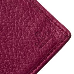Pre Owned Gucci Pink Pebbled Leather Continental Wallet