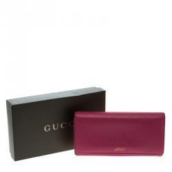 Pre Owned Gucci Pink Pebbled Leather Continental Wallet