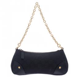 Pre Owned Gucci Black GG Canvas Nailbit Pochette