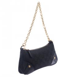 Pre Owned Gucci Black GG Canvas Nailbit Pochette
