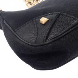 Pre Owned Gucci Black GG Canvas Nailbit Pochette