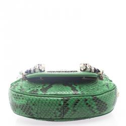 Pre Owned Gucci Green Python Tigrette Chain Shoulder Bag