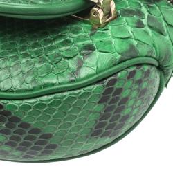 Pre Owned Gucci Green Python Tigrette Chain Shoulder Bag
