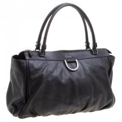 Pre Owned Gucci Dark Brown Leather D Ring Tote