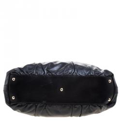 Pre Owned Gucci Black Leather Pop Bamboo Top Handle Bag
