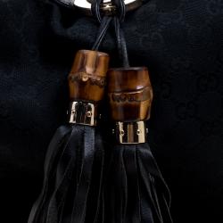 Pre Owned Gucci Black GG Canvas Large Indy Top Handle Bag