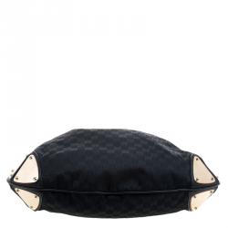 Pre Owned Gucci Black GG Canvas Large Indy Top Handle Bag