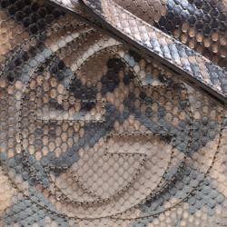 Pre Owned Gucci Metallic Beige Python Small Soho Disco Shoulder Bag