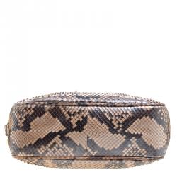 Pre Owned Gucci Metallic Beige Python Small Soho Disco Shoulder Bag