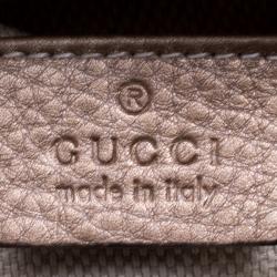 Pre Owned Gucci Metallic Beige Python Small Soho Disco Shoulder Bag