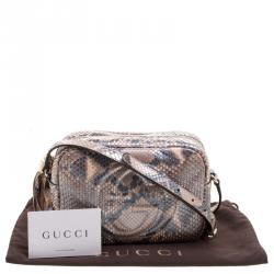 Pre Owned Gucci Metallic Beige Python Small Soho Disco Shoulder Bag