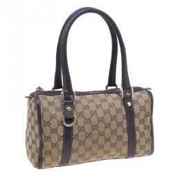 Pre Owned حقيبة يد بوسطن غوتشي جوي كانفاس مونوجرامي بني قصيرة