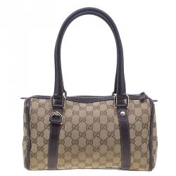 Pre Owned حقيبة يد بوسطن غوتشي جوي كانفاس مونوجرامي بني قصيرة