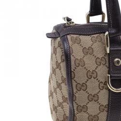 Pre Owned حقيبة يد بوسطن غوتشي جوي كانفاس مونوجرامي بني قصيرة