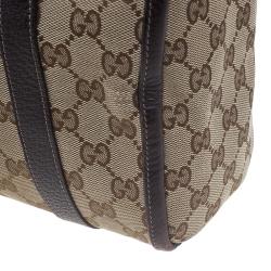 Pre Owned حقيبة يد بوسطن غوتشي جوي كانفاس مونوجرامي بني قصيرة