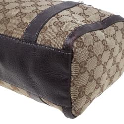 Pre Owned حقيبة يد بوسطن غوتشي جوي كانفاس مونوجرامي بني قصيرة