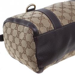 Pre Owned حقيبة يد بوسطن غوتشي جوي كانفاس مونوجرامي بني قصيرة