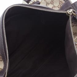 Pre Owned حقيبة يد بوسطن غوتشي جوي كانفاس مونوجرامي بني قصيرة