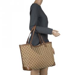 Pre Owned حقيبة يد غوتشي كرافت متوسطة كانفاس GG بيج