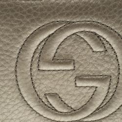 Gucci Metallic Grey Leather Soho Zip Around Wallet
