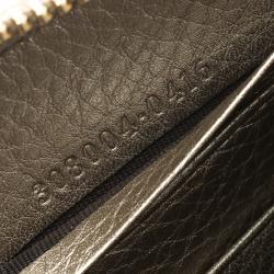 Gucci Metallic Grey Leather Soho Zip Around Wallet