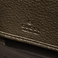 Gucci Metallic Grey Leather Soho Zip Around Wallet