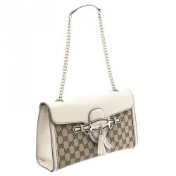 Pre Owned Gucci Beige GG Canvas/Leather Medium Emily Chain Shoulder Bag