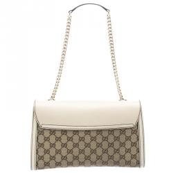 Pre Owned Gucci Beige GG Canvas/Leather Medium Emily Chain Shoulder Bag
