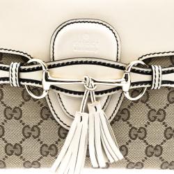 Pre Owned Gucci Beige GG Canvas/Leather Medium Emily Chain Shoulder Bag