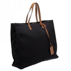 Pre Owned Gucci Black GG Nylon Shopping Tote