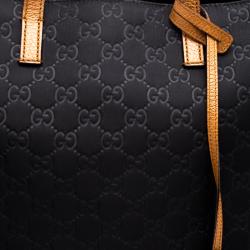 Pre Owned Gucci Black GG Nylon Shopping Tote