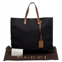 Pre Owned Gucci Black GG Nylon Shopping Tote