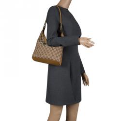 Pre Owned Gucci Beige/Tan GG Canvas Small Vintage Hobo