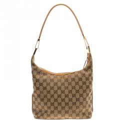 Pre Owned Gucci Beige/Tan GG Canvas Small Vintage Hobo