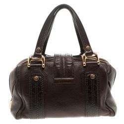 Pre Owned Gucci Dark Brown Guccissima Leather Aviatrix Boston Bag