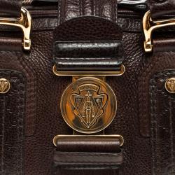 Pre Owned Gucci Dark Brown Guccissima Leather Aviatrix Boston Bag