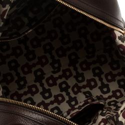 Pre Owned Gucci Dark Brown Guccissima Leather Aviatrix Boston Bag