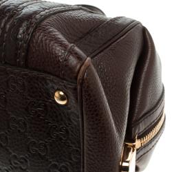 Pre Owned Gucci Dark Brown Guccissima Leather Aviatrix Boston Bag