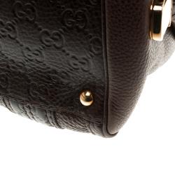 Pre Owned Gucci Dark Brown Guccissima Leather Aviatrix Boston Bag