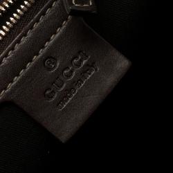 مملوكة مسبقًا حقيبة غوتشي بوسطن كانفاس طباعة هورسبيت بامبو بنية داكنة